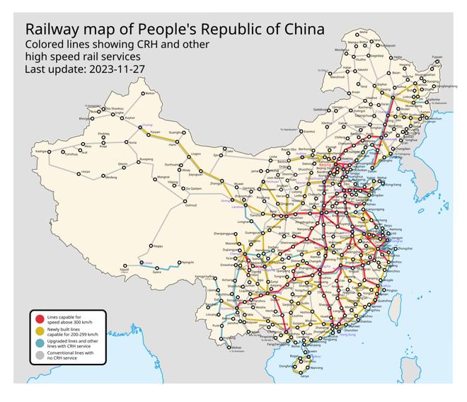 中国鉄道マップ：高速旅行のハブ
