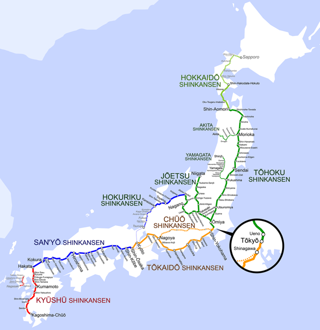 Carte du Tsubame Shinkansen