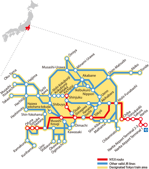 Mapa trasy Narita Express – Znajdź i zarezerwuj bilety