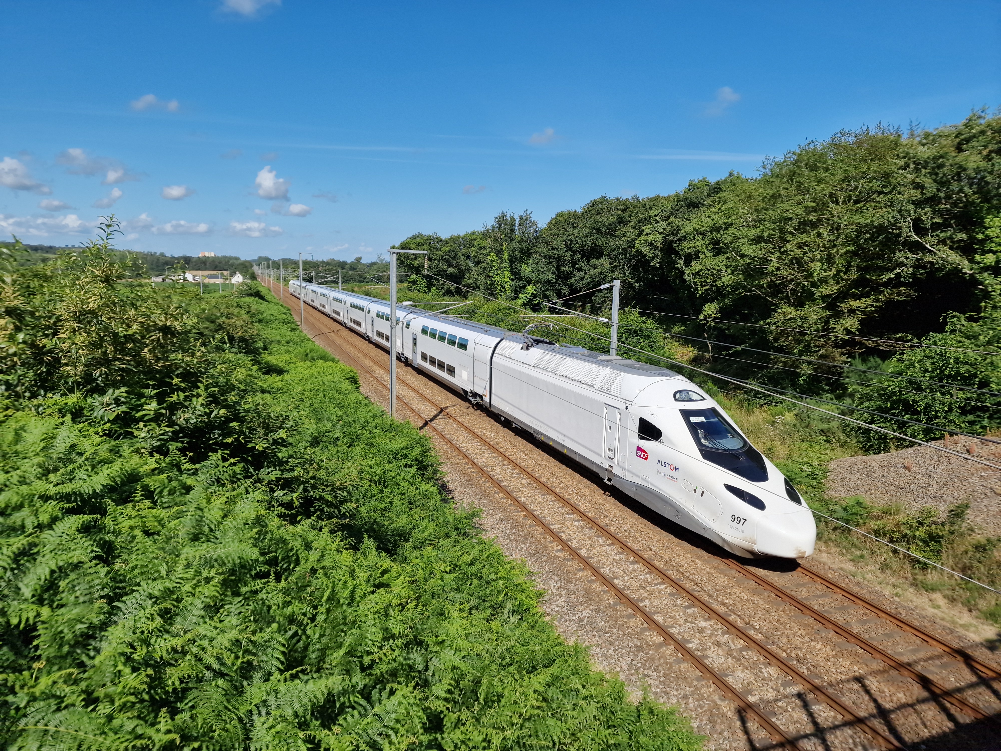 French TGV high-speed train travelling at over 300 km/h on the Paris–Lyon line opened in 1981